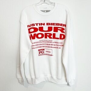 Justin Bieber Our World White Red Sweatshirt Unisex Size Medium